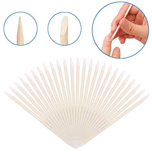 BTYMS 600 Pcs Orange Wood Stick Cuticle Pusher 4.5 Inch Double Sided Wooden Cuticle Remover Orange Sticks for Nails
