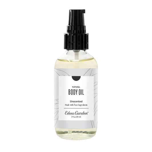 Edens Garden Unscented Bath & Body Oil – Gentle Moisturizer with Pure Vitamin E, Coconut Oil & Camellia Seed Oil for Sensitive Skin – After Shower Hydrating Formula for Men & Women, 2 fl oz (59 ml)