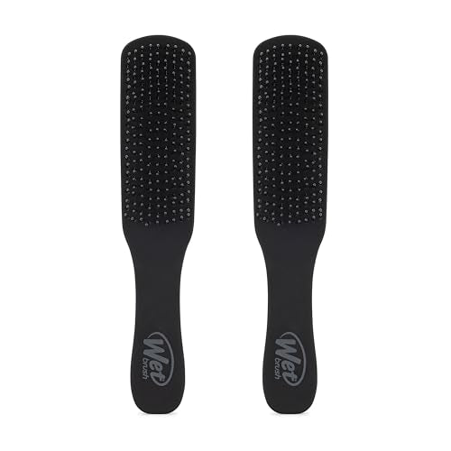 Wet Brush Detangling Hair Brush for Men, Black, Stimulates Scalp & Beard for Fuller Stronger Hair, Intelliflex Detangler Help Bristles Promote Growth & Protect from Breakage, Pain-Free (Pack of 2)