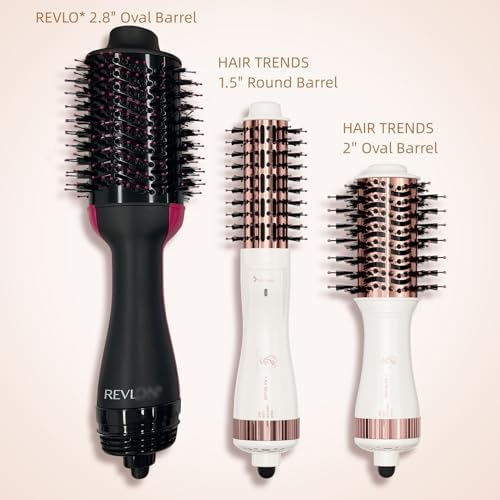 Travel Hair Dryer Brush, Nano Titanium 2 Inch One Step Hair Dryer & Styler Volumizer, Mini Oval Hot Air Brush, White and Rose Gold, HB004