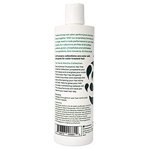 Purezero Tea Tree & Matcha Shampoo and Conditioner Set - Nourishing & Invigorating Scalp Treatment - Zero Sulfates, Parabens, Dyes Vegan and Cruely Free (12 Fl Oz (Pack of 2))