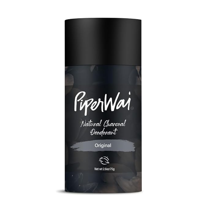 PiperWai Natural Deodorant w/Activated Charcoal | 24-Hour Sweat Protection, Vegan, Aluminum Free Deodorant for Women & Men | Travel Essential Shark Tank Product | 50g Scented Stick