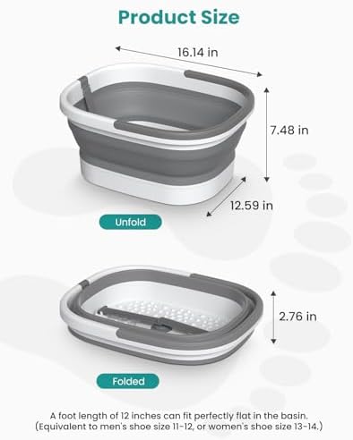 Nekteck Foot Soaking Tub Collapsible Bucket for Foot Bath Soak Tub, Foot Basin Foot Soaker with 138 Acupressure Nodes and Pumice Stone for Feet Massager Pedicure Foot Spa, Gifts for Men Women Dad Mom