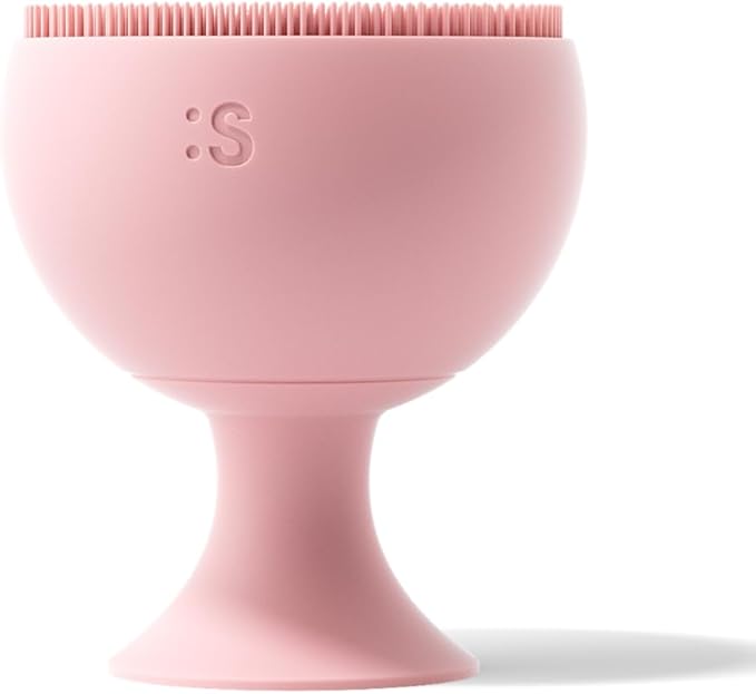 Sxnse Palm Silicone Face Scrubber – Compact Electric Facial Cleansing Brush for Acne, Pores & Makeup – Waterproof Face Exfoliator with 3 Speeds – Rechargeable Skincare Tool for Sensitive Skin (Rose)