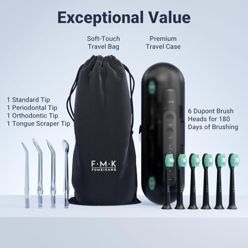 Water Flosser & Electric Toothbrush for Adults Oral Irrigator & Sonic Toothbrush 2-1 Oral Clean Kit (Black)