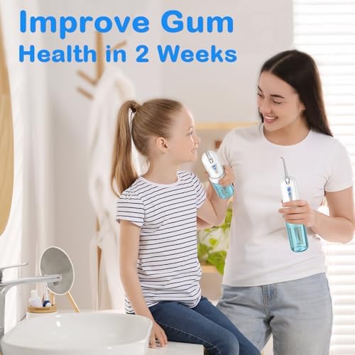 Water Dental Flosser for Teeth Cleaning and Flossing with Travel Size Case – Rechargeable Oral Irrigator, Water Flosser for Adults, IPX7 Waterproof, 5 Jet Tips & 4 Modes