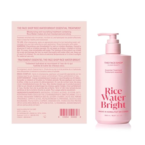 THE FACE SHOP Rice Water Bright Essential Treatment, Rice Protein Conditioner with Shea Butter for Dryness, Anti-Hair Loss, Korean Treatment for Breakage & Split Ends, Breakage Control, Sulfate Free
