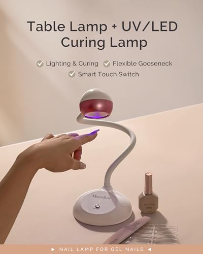 MelodySusie 2 in 1 Gel X Lamp, Cordless Gooseneck Nail Desk Lamp and Flash Cure UV Nail Lamp with Reflector Cup for Flash Curing, Professional Nail Art Tools for Manicure, Salon Use