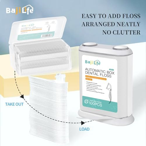 Twin-Line Dental Floss Dispenser,100 Count Twin-Line Floss Pick Dispenser with 1 Boxes of 200 Count Twin-Line Dental Flossers Picks - Perfect for Home and Travel, Total 300 Twin-Line Flossers