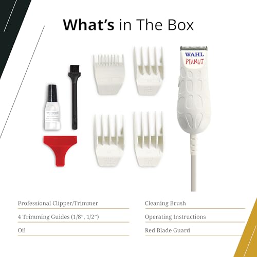 Wahl Professional Peanut Trimmer Corded Lightweight Powerful Rotary Motor Includes 4 Trimming Guides Accessories
