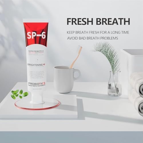 Sp-6 Probiotic Whitening Toothpaste, Sp-6 Ultra Whitening Toothpaste, with a Fluoride Free, Fresh Breath and Mint Flavored Enhancement Formula, Beneficial for Oral Health! 2pc (2)