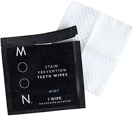 MOON Teeth Stain Remover Wipes - Combat Surface Stains from Coffee, Wine & Soda - Single-Use Teeth Wipes for On-The-Go Cleaning - Vegan & Breath-Freshening (10 Count)