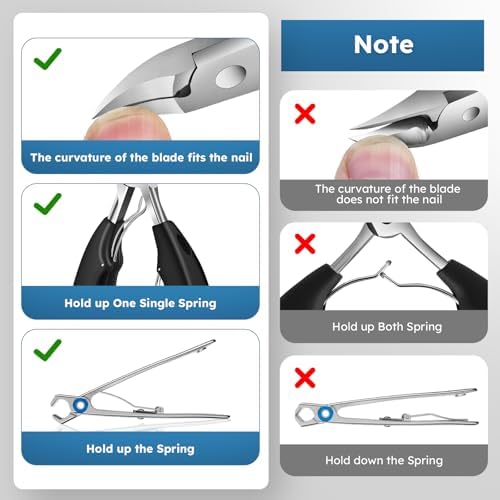 Nail Clippers for Seniors, Heavy Duty Ingrown Toenail Clippers with Long Handle， Wide Jaw Fingernail Clippers and Slanted Nail Cutter for Thick Nail for Men Women Pregnant Elderly 5Pcs