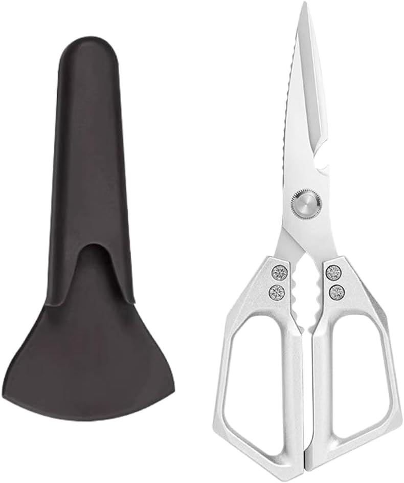 Multifunctional Heavy-Duty Kitchen Shears, Heavy Duty Kitchen Scissors for Food with Ergonomic Handle, High-Carbon Steel Culinary Shears for Chicken, Meat, Seafood, Bone Cutting (Long Sliver)