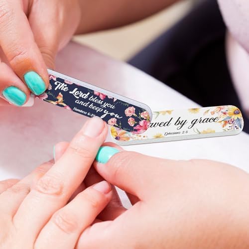200 Pcs Christian Bible Verse Nail Files Gift for Women Religious Scripture Nail Emery Boards Colorful Floral Inspirational Nail Buffering Files Inspirational Scripture Manicure Tools Bulk