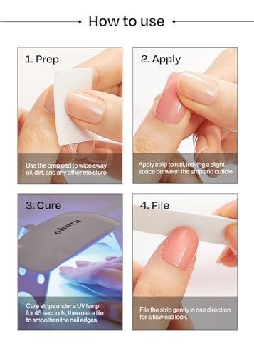 ohora Semi Cured Gel Nail Strips (N Tint High-Teen) - Pink, Tint, Works with Any UV/LED Lamps, Salon-Quality, Long Lasting, Easy to Apply & Remove - Includes 2 Prep Pads, Nail File & Wooden Stick