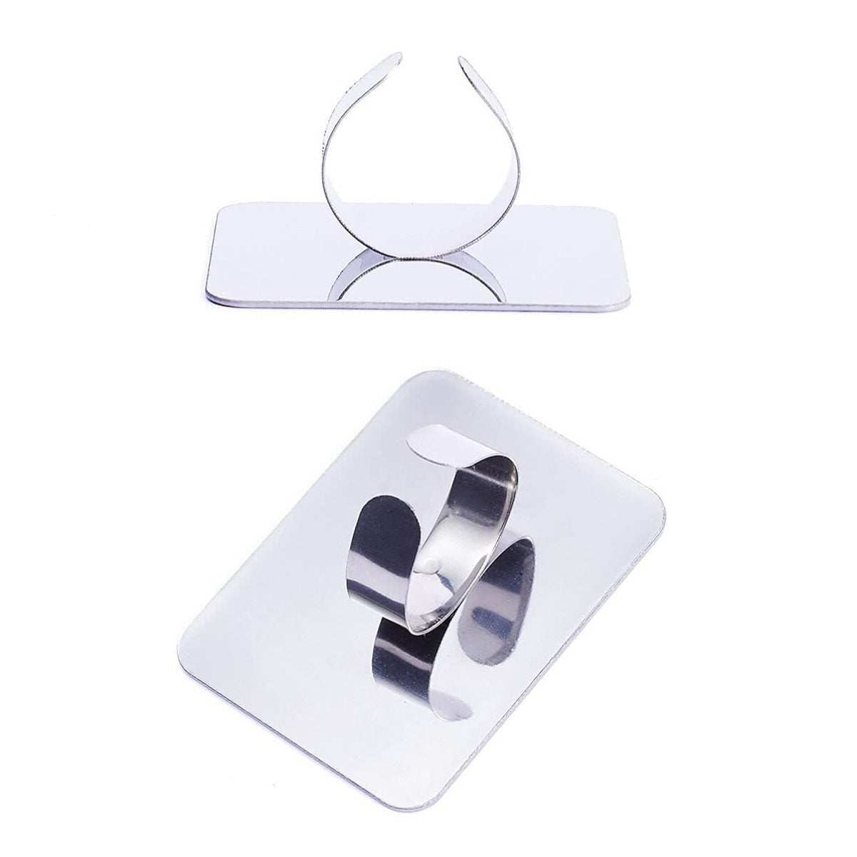 Alipis 2Pcs Nail Art Palette Ring, Stainless Steel Makeup Mixing Palette Finger Ring Professional Nail Polish Drawing DIY Art Color Mixing Tools Makeup Supplies