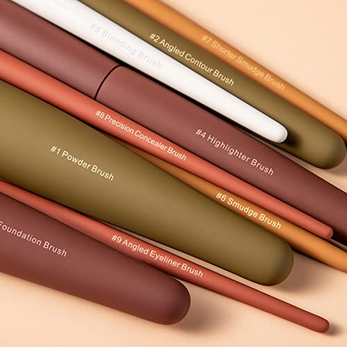 Makeup Brushes, EIGSHOW 5 Colors Essential Kabuki Makeup Brush Set with Ultra Soft Synthetic Fibers for Powder Blush Concealers Contouring Highlighting
