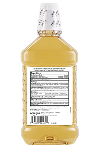 Amazon Basics Antiseptic Mouthwash, Original Flavor, 1.5 Liter, 50.7 ounce (Pack of 4) (Previously Solimo)