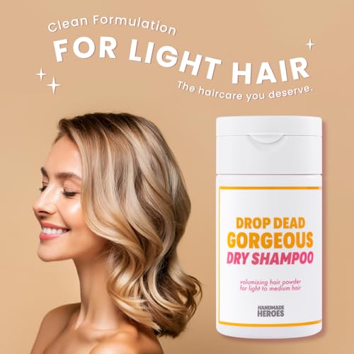 Handmade Heroes Non Aerosol Dry Shampoo Volume Powder 1.8oz, 100% Natural & Vegan For Light and Blonde Hair (2 pc set)