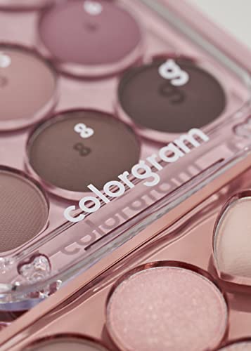 COLORGRAM Pin Point Eyeshadow Palette 02 Pink+Mauve= | Ultra-Blendable Matte, Glitter, Shimmer Shades for Daily Makeup | K-Beauty Eye Palette with Easy-to-Use Calculator Design