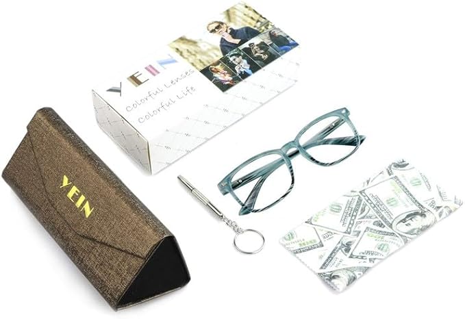 YEIN Bifocal Reading Glasses with Blue Light Blocking Lenses, Bifocal Reader for Women and Men, Vintage Square frame with Spring Hinge (+0.50/+3.00 magnification)