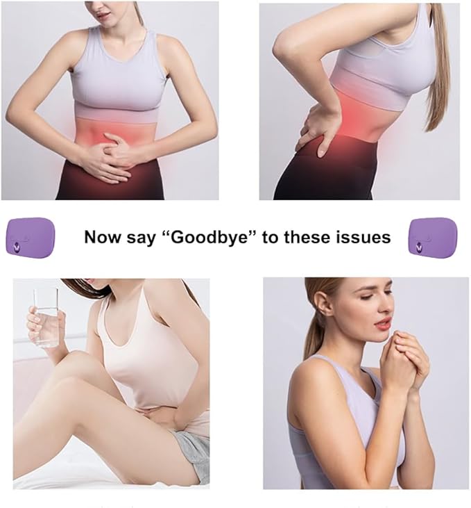 Portable Cordless Heating Pad, Electric Waist Belt Device,Fast Heating Pad with 3 Heat Levels and 3 Vibration Massage Modes, Back or Belly Heating Pad for Women and Girl(Light Purple)