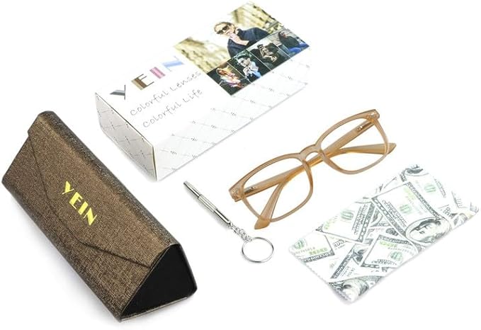 YEIN Bifocal Reading Glasses with Blue Light Blocking Lenses, Bifocal Reader for Women and Men, Vintage Square frame with Spring Hinge (+0.75/+3.50 magnification)