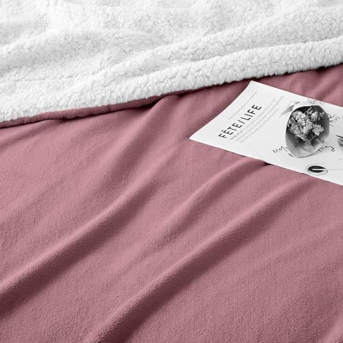 IR Imperial Rooms Sherpa Fleece Throw Blanket Twin Size for Couch - Thick and Warm Fluffy Baby Pink Blankets for Winter, Soft and Fuzzy Twin Blanket for Bed, 60x80 Inches