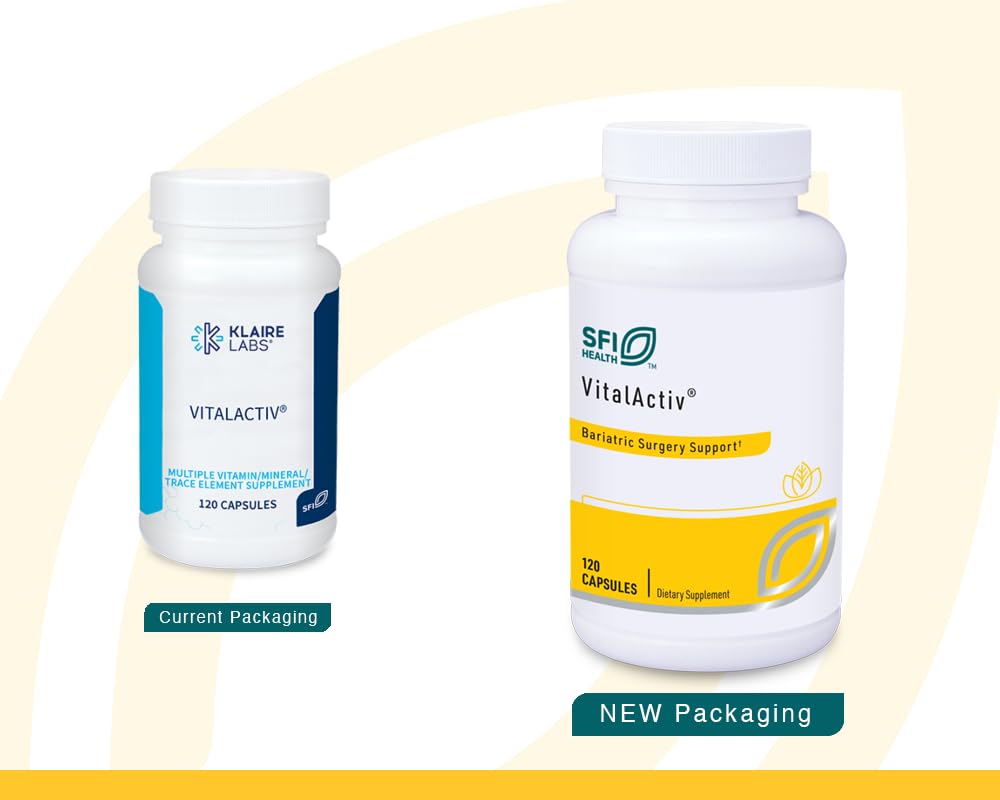 SFI Health Klaire Labs Vitalactiv - Bariatric Multivitamin & Mineral Supplement, Hypoallergenic with Active Folate & Chelated Minerals (120 Capsules)