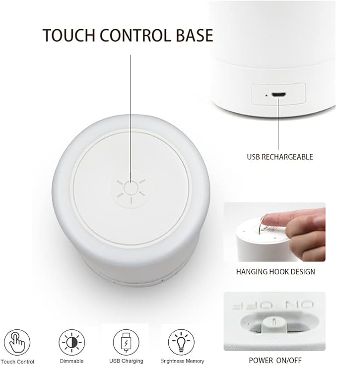 G Keni Nursery Baby Night Light for Kids, Portable LED Touch Night Lamp for Kids and Adult, Breastfeeding, Sleep Aid, USB Rechargeable Nursing Lamp, Bedside Dimmable Warm Night Light (2 Pack)