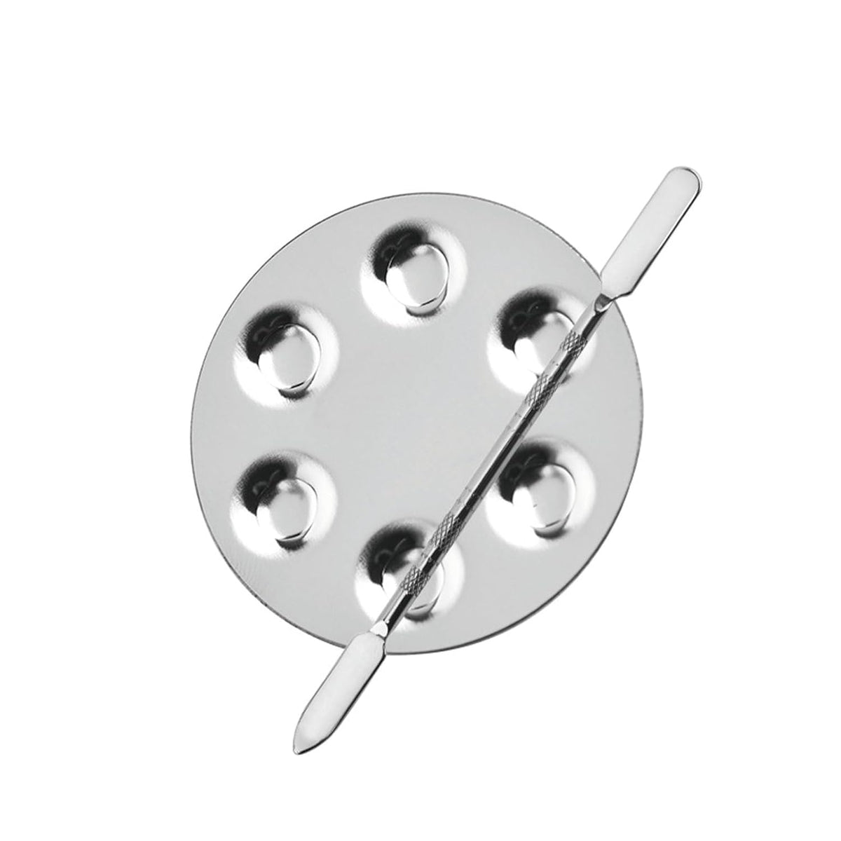 Metal Mixing Palette Makeup Spatula, Foundation Mixing Palette Hand, Make Up Tools Mini Mixing Tray with Finger Ring, Small Makeup Mixing Palette, Pack of 2