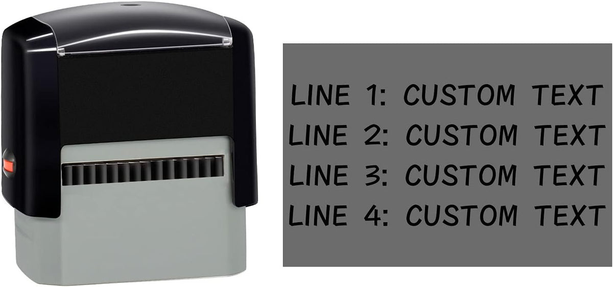 Personalized Stamp (47 x 18mm -4 Lines)- Custom Self Inking Rubber Stamps- Return Custom Address Stamp (Blue)