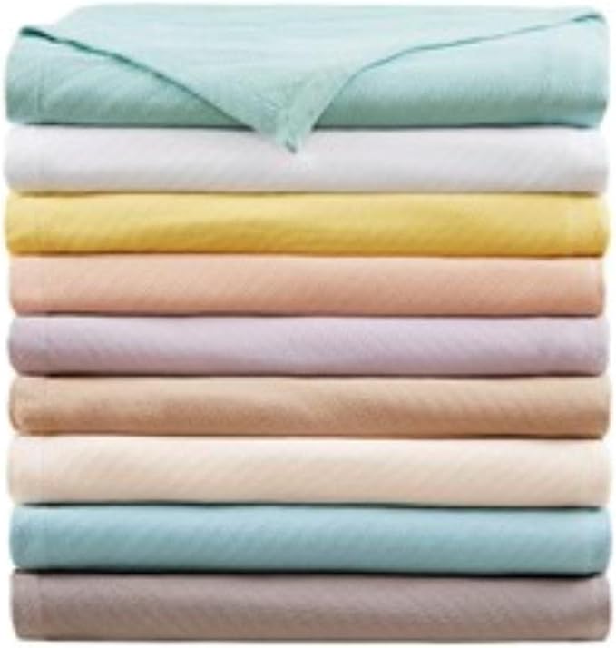 Madison Park Liquid Cotton Blanket Breathable, Softer Ring Spun Weave, Diamond Motif, Luxurious 100% Cotton All Seasons Lightweight Summer Blanket for Bed, Couch, Office, Lilac, King
