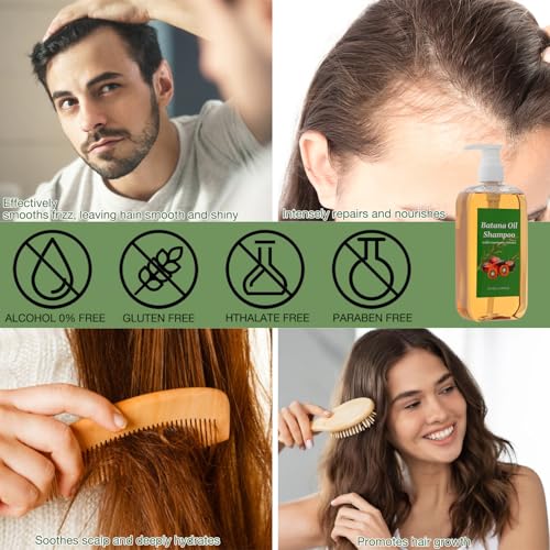 Shampoo De Batana, Rosemary Oil Shampoo,Batana with Rosemary Extract, Para La Caida Del Cabello, Nourishing & Regenerating Hair-Soft and Fluffy for Men & Women