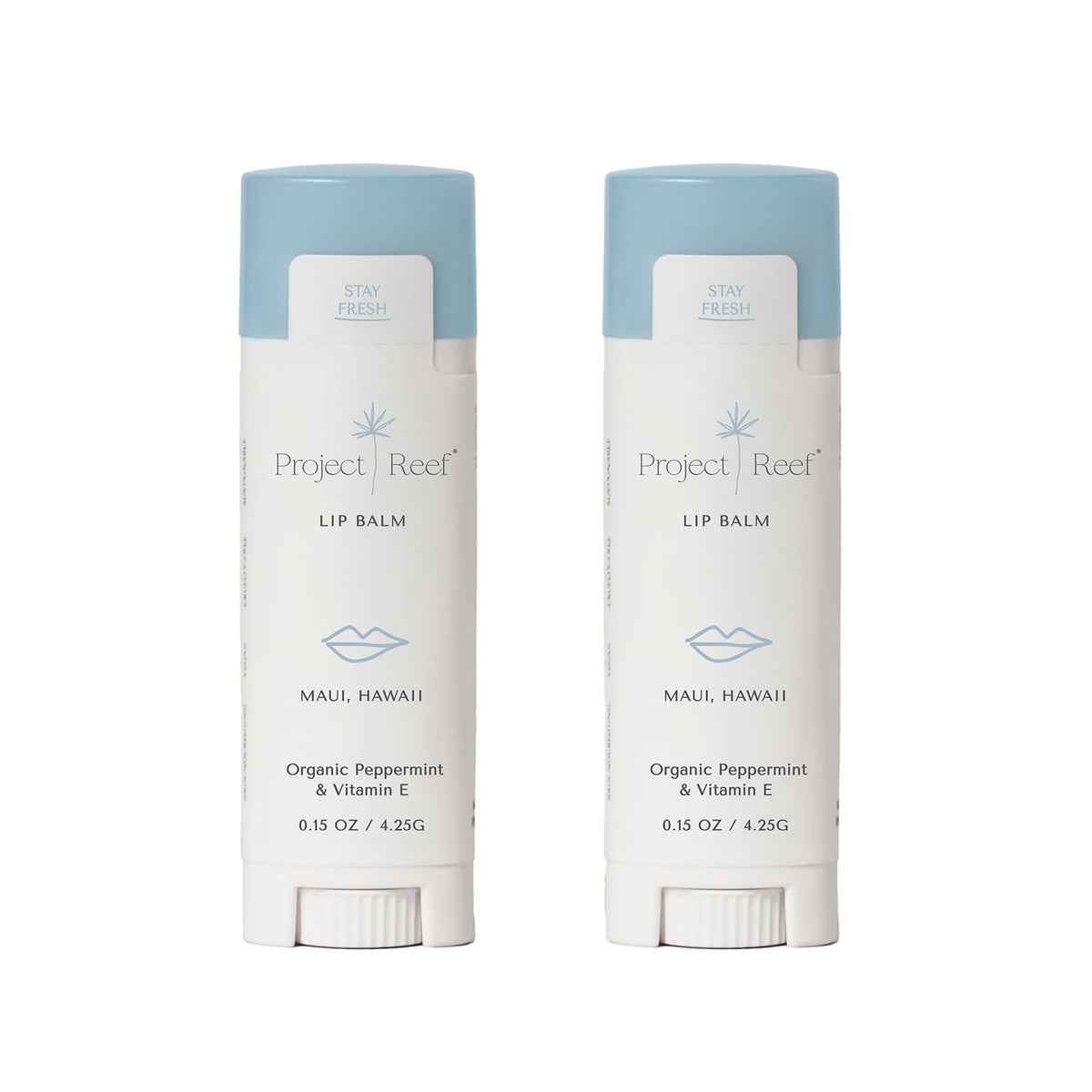 Cooling Lip Balm w/Organic Peppermint, Shea Butter, Vitamin E, Hydrating Chapstick, Soothe Dry Sunburnt Lips, After Sun Care, 2 Pack