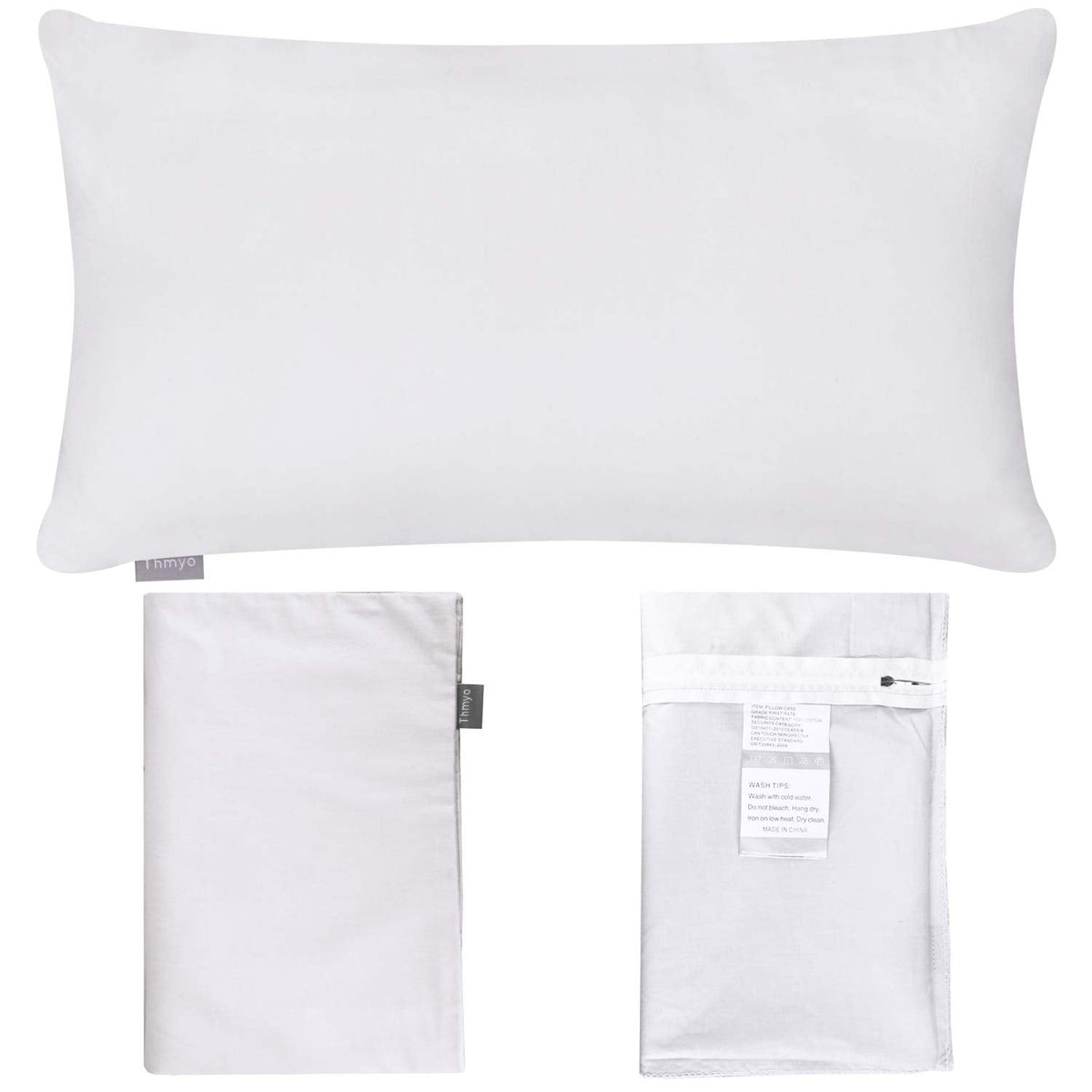 Thmyo 4-Pack 100% Cotton Lumbar Comfortable Solid Decorative Throw Pillow Case Rectangle Cushion Cover DIY Pillowcases for Sofa Bed(Only Covers,Not Pillows)(12x20inch/30x50cm,White)