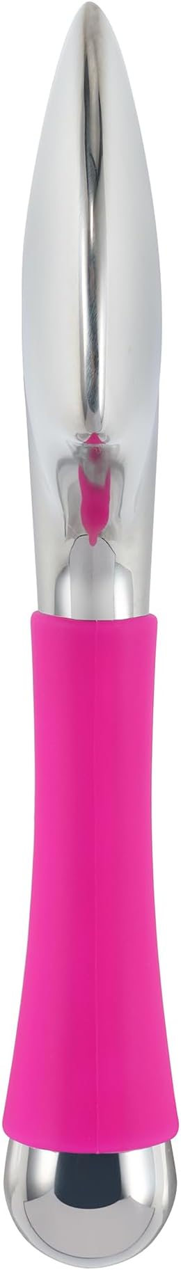Stainless Steel Gua Sha Facial Tool for Women｜2-in-1 Cooling Massager & Ice Roller with Handle, Built-in Anti-Freeze Liquid for Skincare, Lifting, and Puffiness Relief