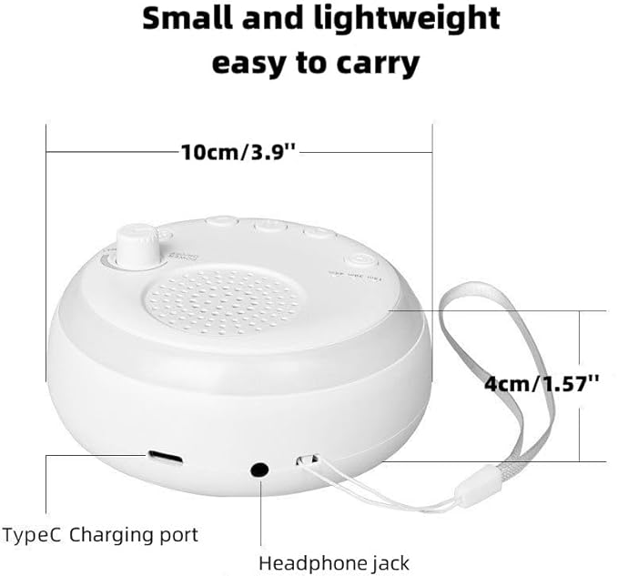 Sound Machine Easysleep White Noise Machine with 16 Soothing Sounds and Night Light, with 3 Sleep Timer,Portable and Powered by USB for Sleeping Relaxation
