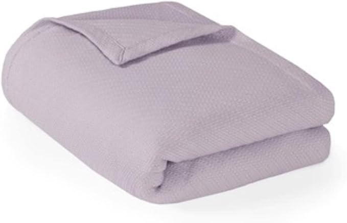 Madison Park Liquid Cotton Blanket Breathable, Softer Ring Spun Weave, Diamond Motif, Luxurious 100% Cotton All Seasons Lightweight Summer Blanket for Bed, Couch, Office, Lilac, King