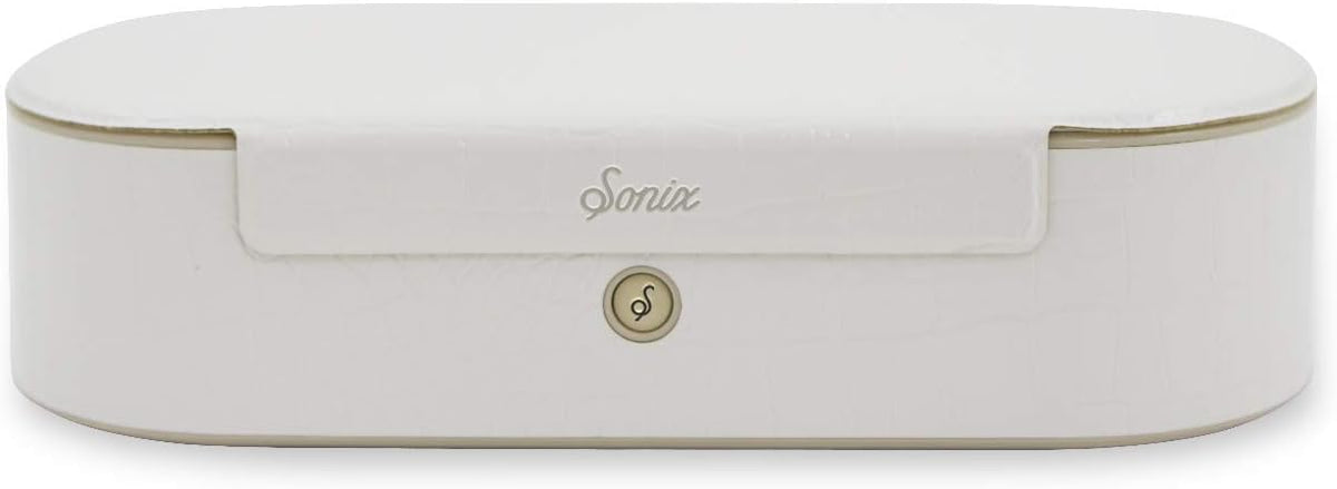 Sonix Beyond UV+O3 Sanitizer Box and Universal Charger UV and Ozone Disinfector for Phone, Mask, Makeup Brush, Nail Tool (White Croc)