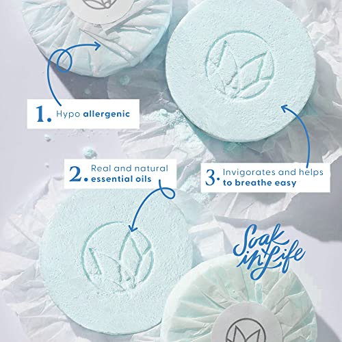 Musee Shower Steamers, Water Lily & Linen, Aromatherapy Gift Set for Women, Handmade in USA, Paraben-Free & Sulfate-Free, Unique Christmas Gifts for Women, 4-Piece Set