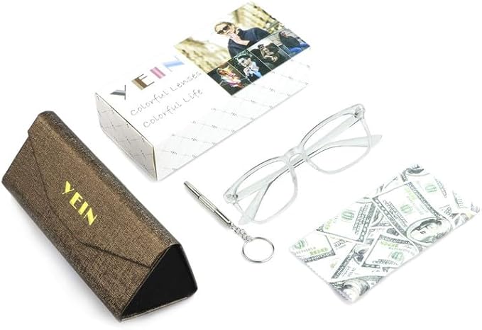 YEIN Bifocal Reading Glasses with Blue Light Blocking Lenses, Bifocal Reader for Women and Men, Vintage Square frame with Spring Hinge (+0.50/+2.75 magnification)