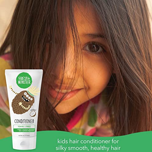Fresh Monster Kids Hair Conditioner, Toxin-Free, Hypoallergenic & Natural, Hair Conditioner for Kids, Coconut (2 Pack, 6oz/each)