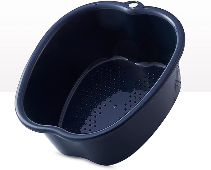 Foot Soaking Bath Basin: Plastic Foot Spa Basin for Soaking Feet - Foot Soaking Tub with Massage Dots - Roomy Foot Soak Bucket for Water Spa and Foot Massage (Black)
