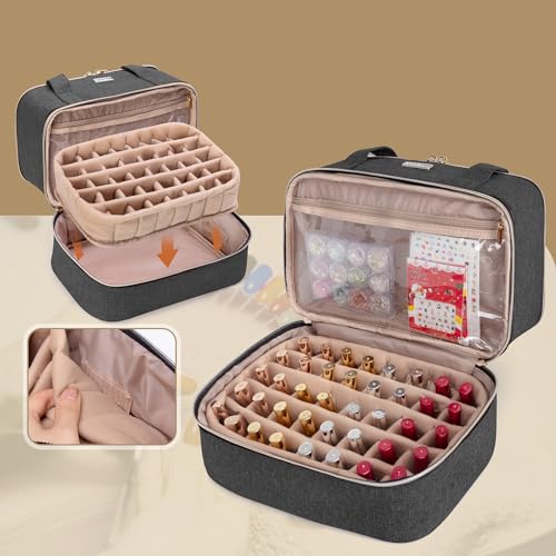 BAFASO Nail Polish Organizer Holds 40 Bottles (15ml - 0.5 fl.oz) and a Nail Lamp, Nail Polish Carrying Case with Manicure Tools Storage Sections (Bag Only), Black