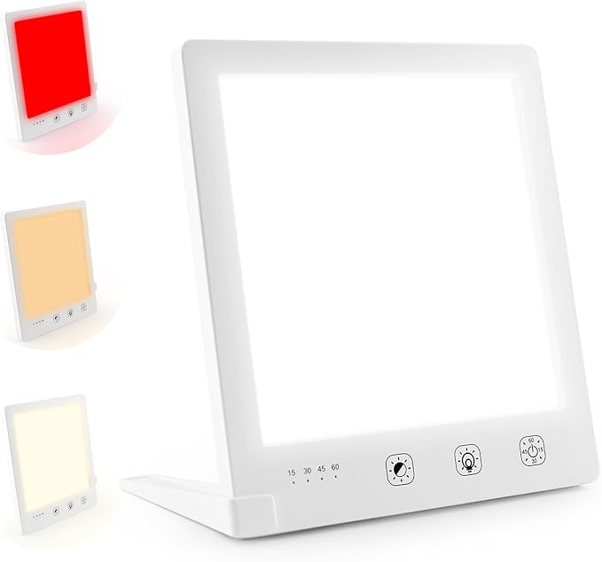 Light Therapy Lamp and Red Light Therapy for Face, 660nm RL and 12000 Lux Bright White, UV-Free Sun Lamp, Detachable Stand, for Improving Skin Heal-th and Boosting Mood.
