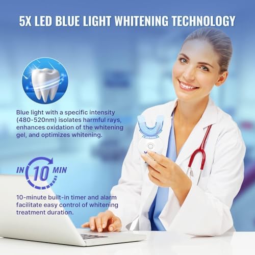 Whitebite Pro Teeth Whitening Kit for Sensitive Teeth | 4 Whitening Gels & 2 Remineralizing Gels | LED Light System for Fast Results | Professional Dental Grade | Enamel Safe