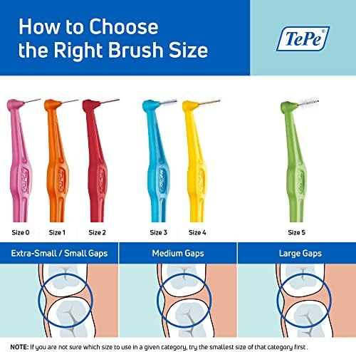 TePe Interdental Brush Angle, Angled Dental Brush for Teeth Cleaning, Pack of 25, 0.45 mm, Extra-Small/Small Gaps, Orange, Size 1