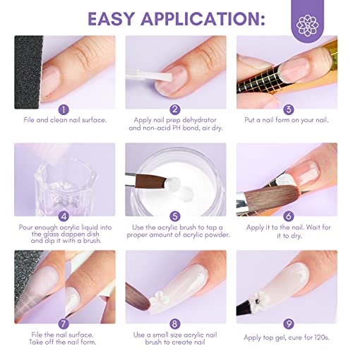 SAVILAND Acrylic Nail Kit with Drill: Professional Clear Pink White Acrylic Powder and Liquid Set with Brush for Beginner Application at Home Salon DIY Nail Extension